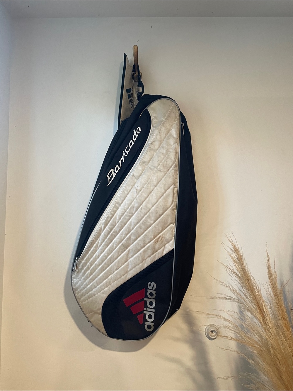 adidas Black and White Barricade Tennis Duffel Bag